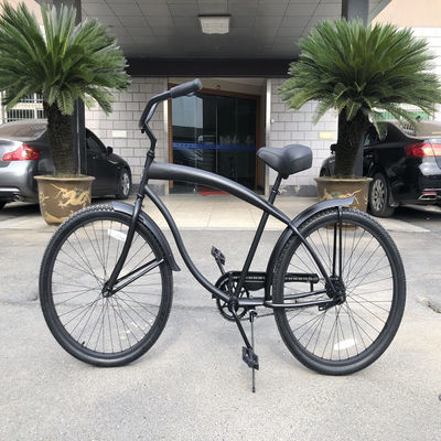 Normaler Pedal Schwarz Farbe Einzelgeschwindigkeit 26 Zoll Custom Mens Beach Cruiser Bike für Erwachsene Bruttogewicht 17kg