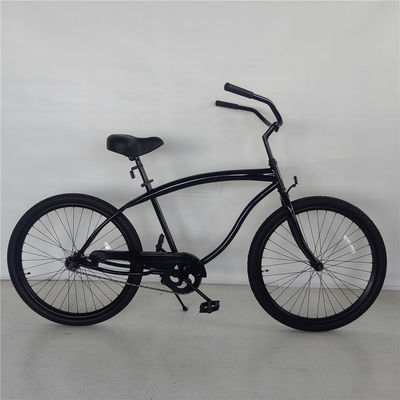 Normaler Pedal Schwarz Farbe Einzelgeschwindigkeit 26 Zoll Custom Mens Beach Cruiser Bike für Erwachsene Bruttogewicht 17kg