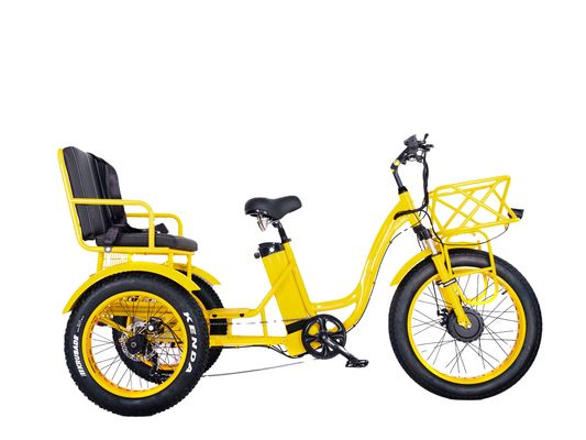 Elektrische Rikscha 750W Front BaFang Motor 21AH Lithiumbatterie 60KM USA Erwachsener 24&quot; Fett Schnee Großer Reifen Beifahrersitz