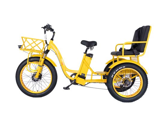 Elektrische Rikscha 750W Front BaFang Motor 21AH Lithiumbatterie 60KM USA Erwachsener 24&quot; Fett Schnee Großer Reifen Beifahrersitz