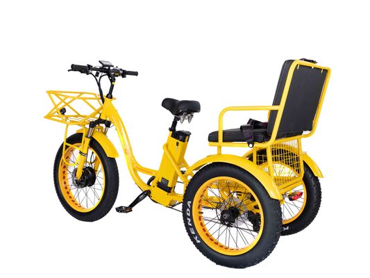 Elektrische Rikscha 750W Front BaFang Motor 21AH Lithiumbatterie 60KM USA Erwachsener 24&quot; Fett Schnee Großer Reifen Beifahrersitz