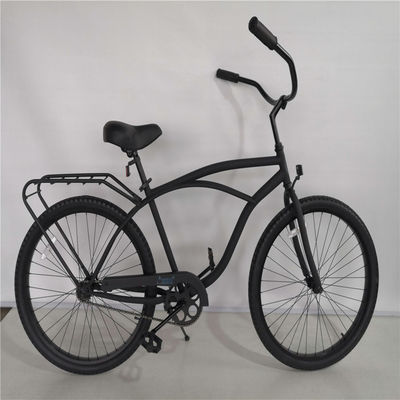 26 Stahl Matte Schwarz Männer-Einfachgeschwindigkeit Achterbahn Bremse Beach Cruiser Bike mit hinteren Träger