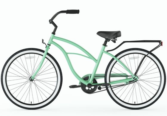 Minzgrün Damen Low Step Sport Hybrid Bike Frauen Einzelgeschwindigkeit Komfort Beach Cruiser Bike 26 Zoll