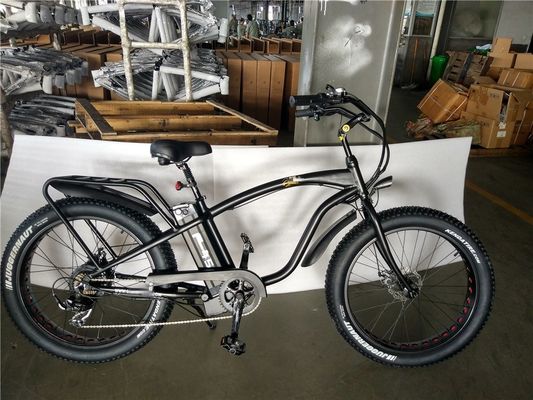 26*4.0 Zoll Fettreifen Elektro Beach Cruiser Fahrrad mit 17 Ah Lithiumbatterie