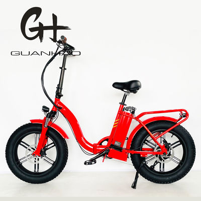 20-Zoll-Fettreifen-Ebike Am stärksten Rotfarbe Klappfahrrad Elektrofahrrad mit Legierstamm