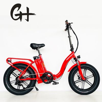 20-Zoll-Fettreifen-Ebike Am stärksten Rotfarbe Klappfahrrad Elektrofahrrad mit Legierstamm