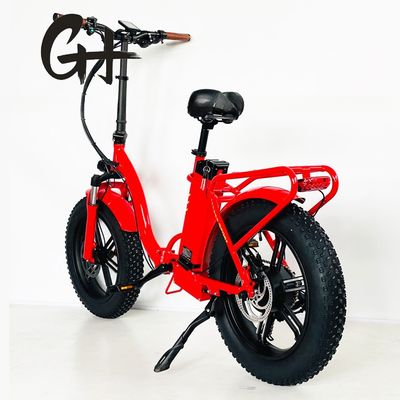 20-Zoll-Fettreifen-Ebike Am stärksten Rotfarbe Klappfahrrad Elektrofahrrad mit Legierstamm