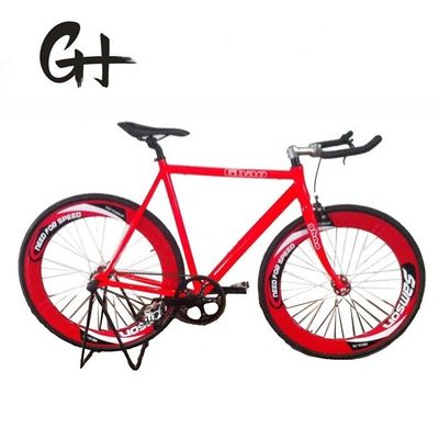 Aluminiumrahmen 700C OEM Flip-Flop Einzelgeschwindigkeit Rotes Fahrradlenker Fixie Gear Fahrrad