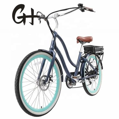 26&quot; 48V 500W 14AH Lithiumbatterie Aluminiumrahmen CE Shimano 7 Speed Elektro Beach Cruiser Bike