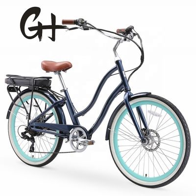 26&quot; 48V 500W 14AH Lithiumbatterie Aluminiumrahmen CE Shimano 7 Speed Elektro Beach Cruiser Bike