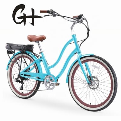 26&quot; 48V 500W 14AH Lithiumbatterie Aluminiumrahmen CE Shimano 7 Speed Elektro Beach Cruiser Bike