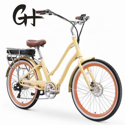 26&quot; 48V 500W 14AH Lithiumbatterie Aluminiumrahmen CE Shimano 7 Speed Elektro Beach Cruiser Bike