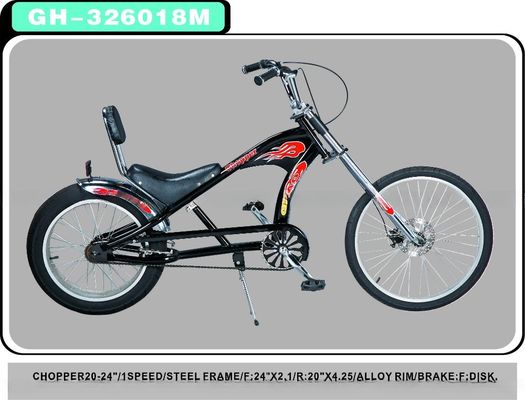 Chopper Bike Schwarz Low Rider Fashion Bike mit F-Disc Brake R V-Bremstechnologie