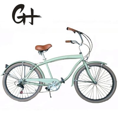 Doppel-V-Bremse 26&quot; 2,125 Weißes Wandreifen Hochstahlrahmen Shimano 7 Geschwindigkeit OEM Customized Erwachsene CE CPSC USA Markt Beach Cruiser Fahrrad