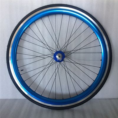 43mm Anodisierte Blaue Flip Flop Festgetriebe Straßenradrad mit bunten Speken