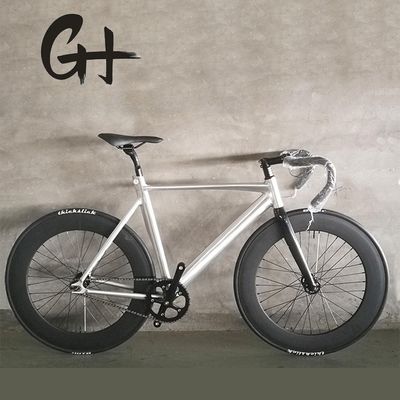 700C CE Leichtgewicht Aluminium 7075 Rahmen Kohlenstofffaser Gabel Einzelgeschwindigkeit Festgetriebe Fahrrad