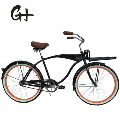 Einzelgeschwindigkeits-Coaster für Erwachsene Bremse Beach Cruiser Bike mit Frontträger und 26 &quot;weißen Wandreifen