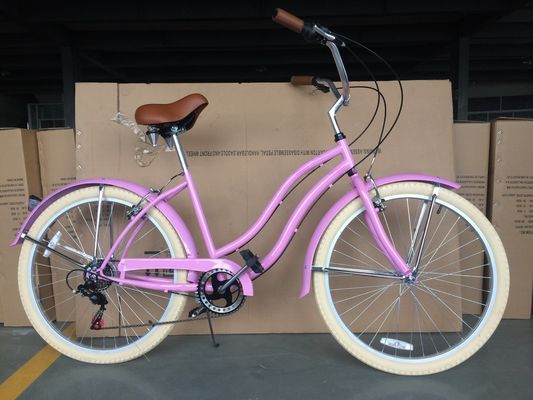 44T Kurbel 26*2,125&quot; Farbreifen OEM ODM Shimano 7 Geschwindigkeiten Lady Girl Beach Cruiser Bike