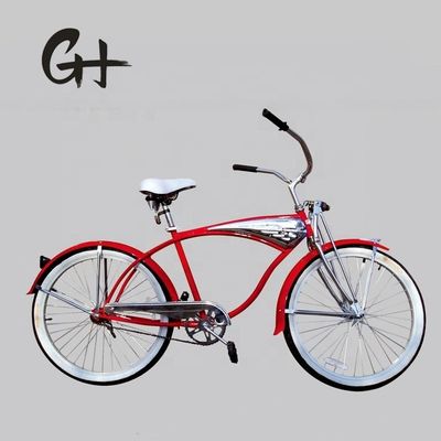 17kg 26inches 68Spokes Rim Sliver Farbe CP-Rahmen Chromfarbe Einzelgeschwindigkeit OEM/ODM Männer Frontfedergabel Strandkreuzfahrer Fahrrad