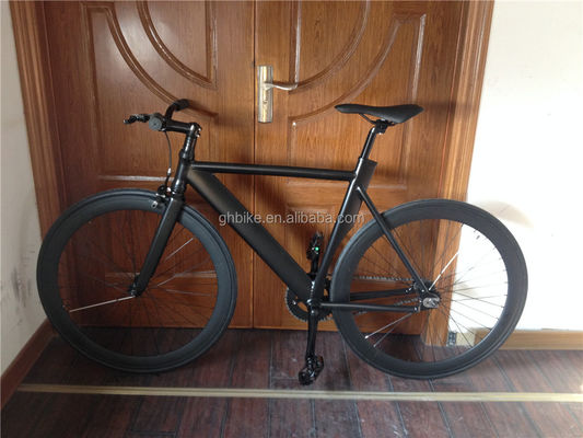 700c Schwarzes Aluminiumrahmen Fixie Bike mit Doppel-V-Bremse Festgetriebe Mann Track Bike