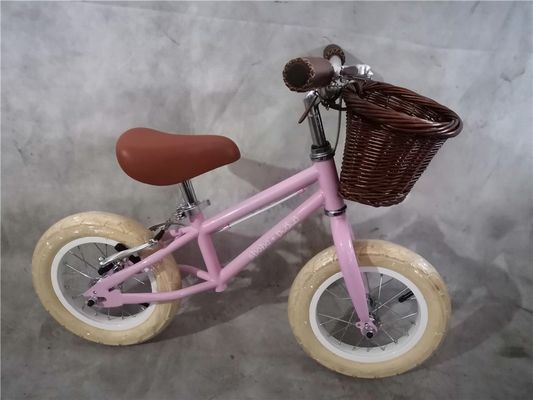 12-Zoll-Schaumreifen Kinder-Balance-Bike Gelb Farbe Tragfähigkeit 70kg Vorder Wicker Korb