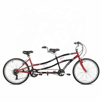 Stahlrahmen CE 26 &quot;Dual Driver 21 Geschwindigkeiten Tandem-Fahrrad für zwei Personen OEM Doppelsitz