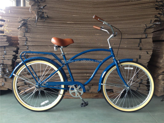 26 Zoll Männer Beach Cruiser Bike mit Hinterträger und Single Speed Hard Frame Stahl