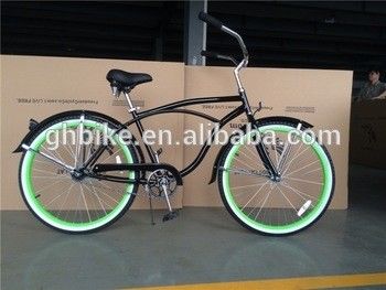 Grüner Aluminium-Rim 26 Zoll Cruiser Bike mit Stahl Gabel Material und grüne Farbe
