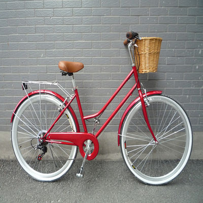 7 Gänge Vintage Hybrid Fahrrad für Frauen 26&quot; Aluminiumrahmen und Ladekapazität 160kg