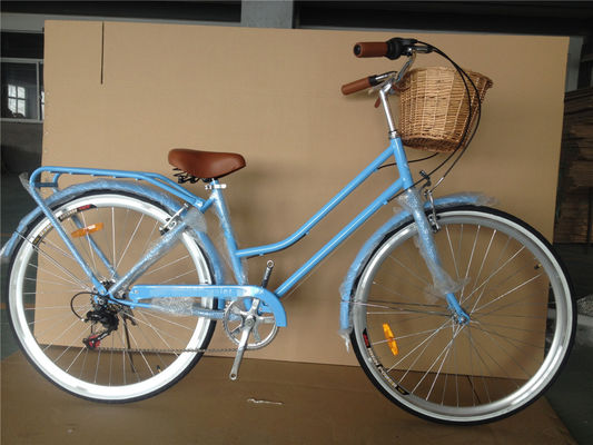 7 Gänge Vintage Hybrid Fahrrad für Frauen 26&quot; Aluminiumrahmen und Ladekapazität 160kg