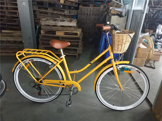 7 Gänge Vintage Hybrid Fahrrad für Frauen 26&quot; Aluminiumrahmen und Ladekapazität 160kg