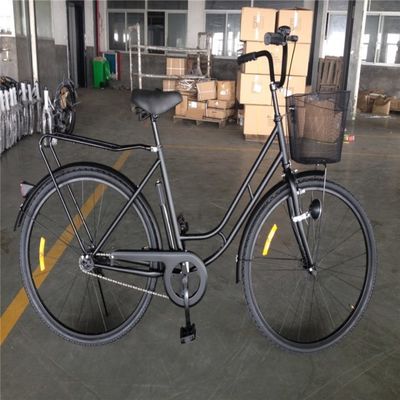 Erschwingliche schwarze Farbe Einzelgeschwindigkeit 26 Zoll 28 Zoll Damen City Bike mit Stahlrahmen