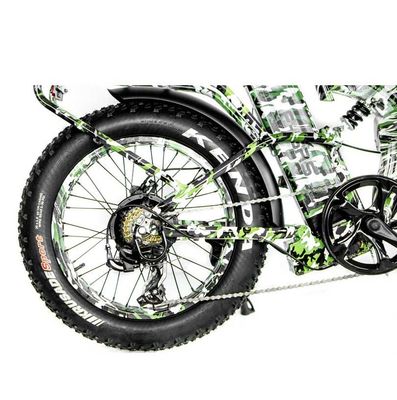 48V*21AH 20 Zoll Vollfederung Tarnfarbe 1000W Klappreifen ELEKTRICHES Fahrrad mit Hinterregal