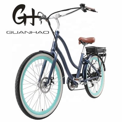 26&quot; 500W OEM Anpassung CE 48V 14AG Lithium Batterie 7 Geschwindigkeit PAS Schritt durch Frauen Lady Girl Beach Cruiser Elektrofahrrad