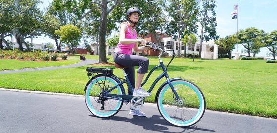 26&quot; 500W OEM Anpassung CE 48V 14AG Lithium Batterie 7 Geschwindigkeit PAS Schritt durch Frauen Lady Girl Beach Cruiser Elektrofahrrad