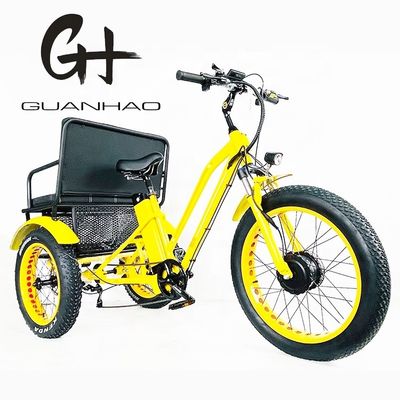 24-Zoll-Schnee-Fettreifen 4.0 Elektro-Rikscha-Dreirad mit 48V 750W Motor und Rücksitz