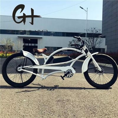 Einzelgeschwindigkeit 750W 28MPH 48V 17AH 24inch 3,0 Reifen Chopper Elektrofahrrad Beach Cruiser
