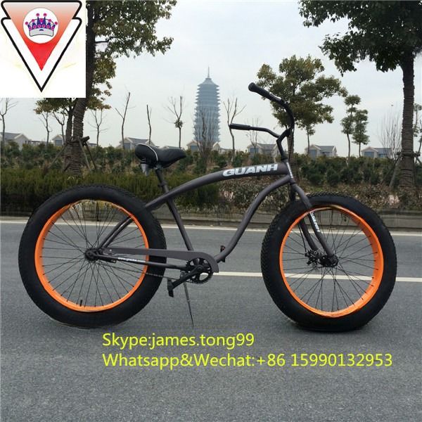 Fat Beach Cruiser Bike mit 26-Zoll-Schnee-Reifen und Aluminium-Rahmen im Jahr 2015