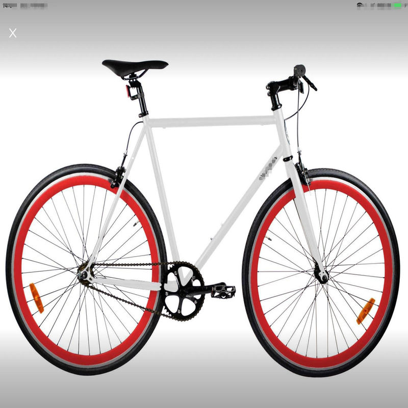 58cm 60cm Weißrahmen Rot Ränder 700c Einfachgeschwindigkeit Fixie Festgetriebe Fahrrad Doppel-V-Bremse
