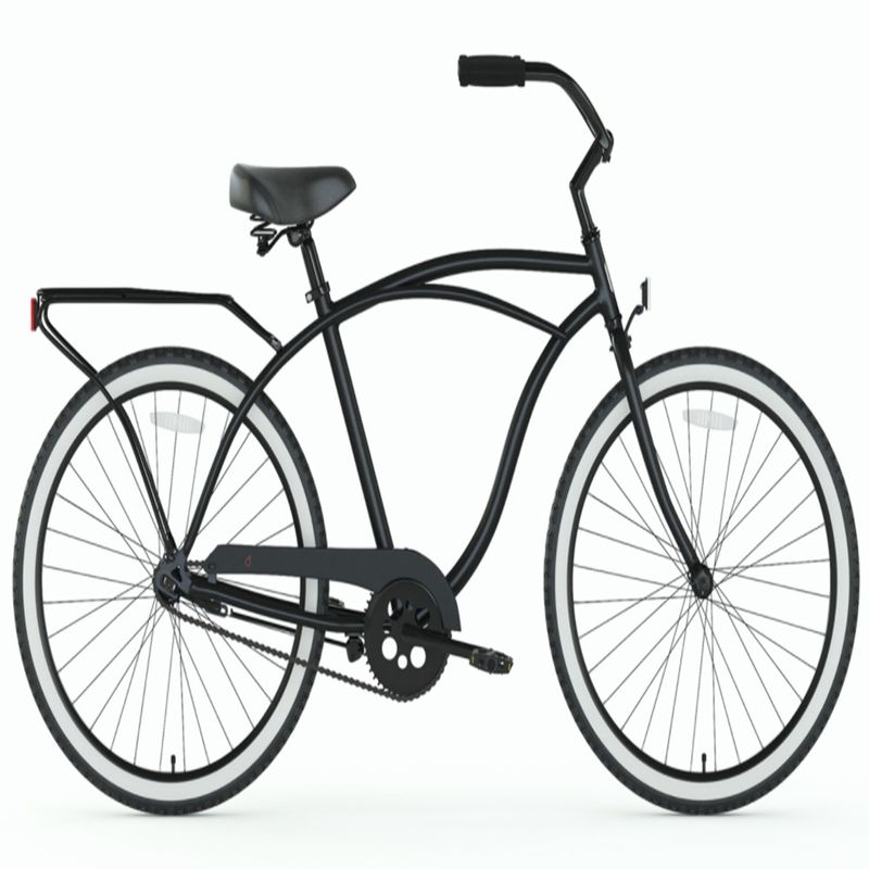 26 Stahl Matte Schwarz Männer-Einfachgeschwindigkeit Achterbahn Bremse Beach Cruiser Bike mit hinteren Träger