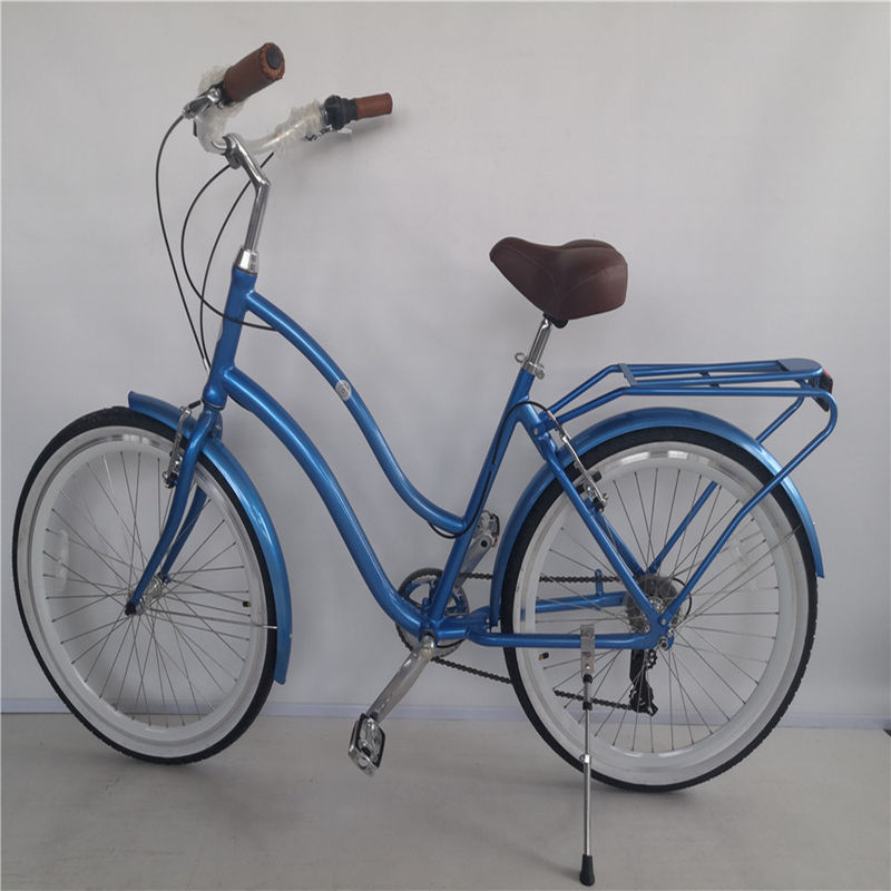 26 Zoll Aluminium-Legierungsrahmen 7 Geschwindigkeit Vintage Beach Cruiser Bike mit hinteren Träger