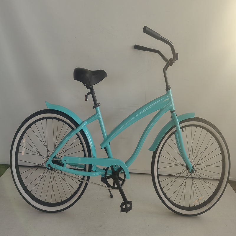 26&quot; Aluminiumrahmen Single Gear Hybrid Frauen Beach Cruiser Bike 2024 Nicht hinteren Dämpfer