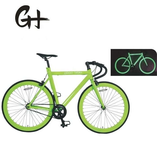 Farbe 700C Grün Single Speed Fixie Gear Bike mit Neon-Nächte Leuchten im Dunkeln Farbe