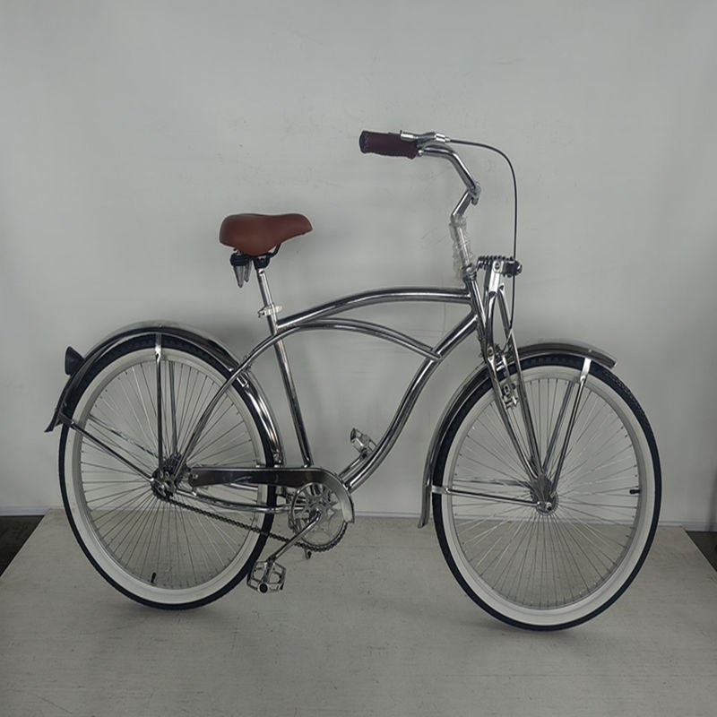 26*2.125 Reifen Vintage Stil Erwachsener 26 Zoll Einzelgeschwindigkeit Retro Chrome Beach Cruiser Bike Fahrrad