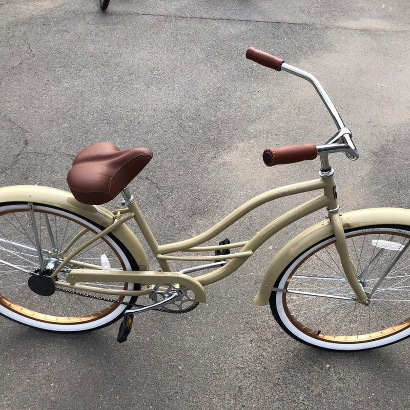 26&quot; InStock Beach Cruiser Bike mit mehreren Geschwindigkeiten Matt Schwarz/Perlweiß/Beige Farbe 14KGS