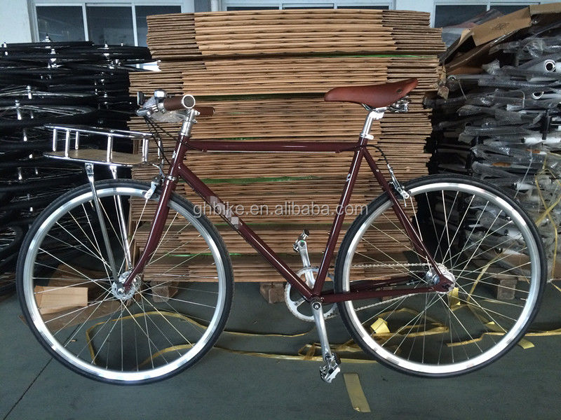 Retro-Festgetriebe-Fahrrad-Fahrrad mit Frontträger Innen 3-Geschwindigkeits-Straßenrad zu bestellen
