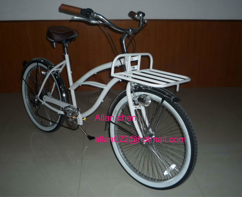 26&quot; Girls Beach Cruiser Bike beliebtes Stadtfahrrad mit Frontträger und Stahlrahmen