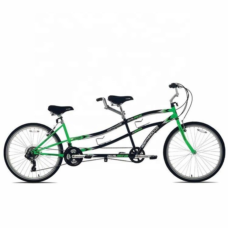 Stahlrahmen CE 26 &quot;Dual Driver 21 Geschwindigkeiten Tandem-Fahrrad für zwei Personen OEM Doppelsitz