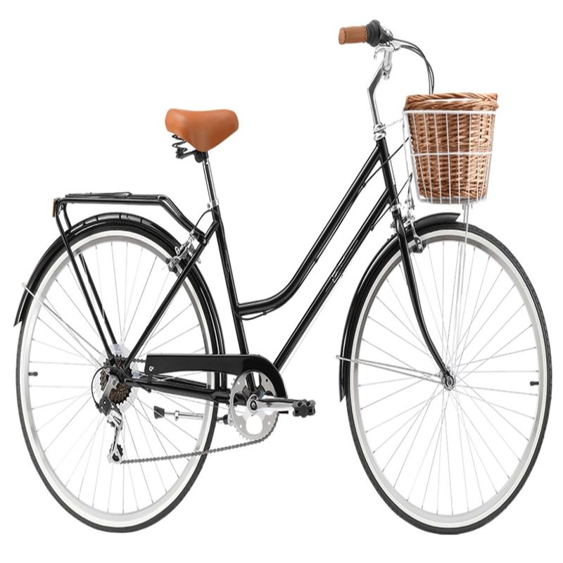 15kg Frauen-Step durch Fahrrad DAMEN Klassische 7-Geschwindigkeits-Fahrrad mit zwei Körben Design