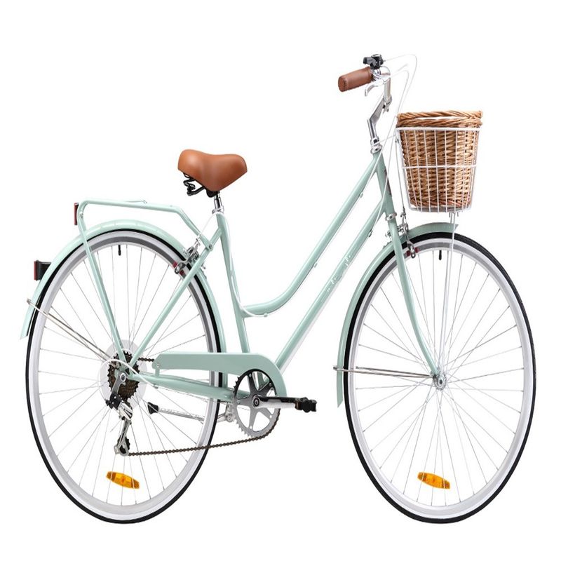 Vintage-Frauen-Step-Through-Fahrrad mit Vorderkorb und 7-Gang-Klassiker-Design